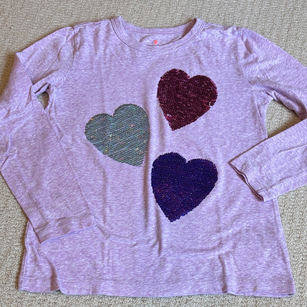 Crewcuts Lavender Long Sleeve with Sequin Reversible Hearts